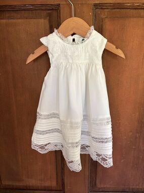 Smock Candy Baby Girl White Lace-Trim Dress